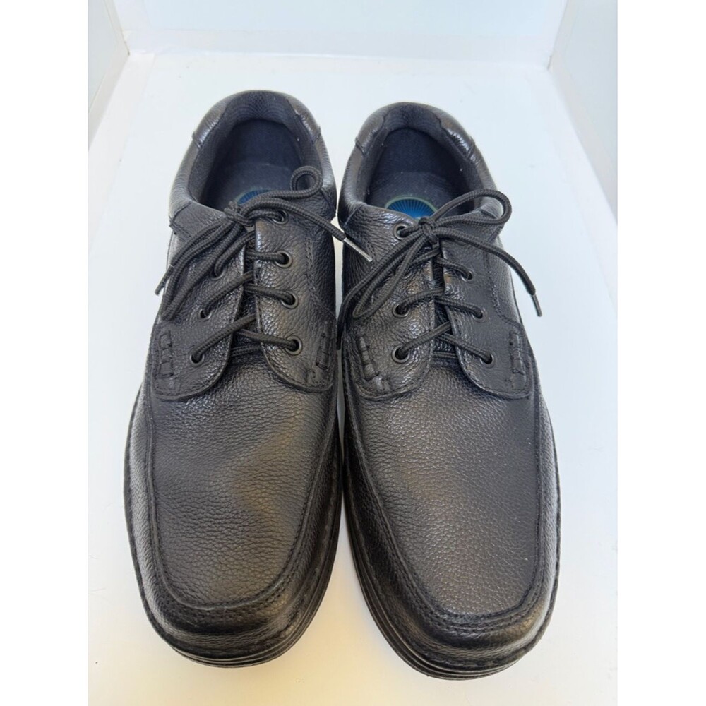 Nunn Bush Black Pebbled Leather Lace-Up Derbys, Size 14 Medium